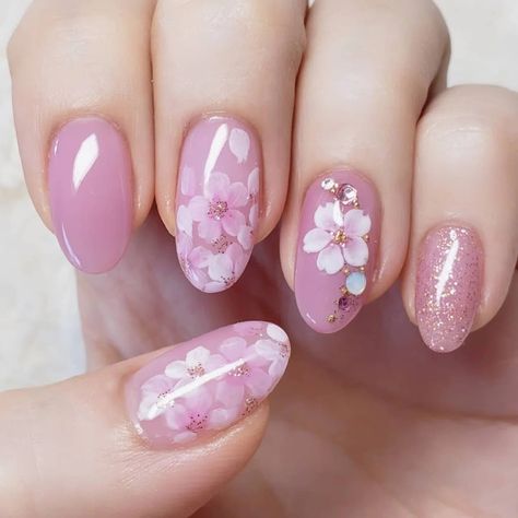 Fresh Nail Ideas, Fresh Nail, Cherry Blossom Nails, Elegant Nail Art, Spring Acrylic Nails, Floral Nail Designs, Summer Toe Nails, Subtle Nails, Minimalist Nail Art