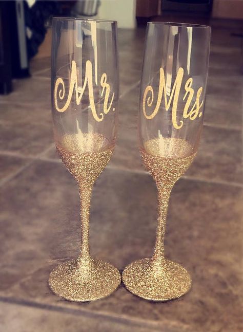 Glitter Wine Glasses, Glitter Champagne, Wedding Wine Glasses, Wedding Champagne Glasses, Decorated Wine Glasses, Wedding Flutes, Glitter Glasses, Wedding Champagne, Champagne Flute Set