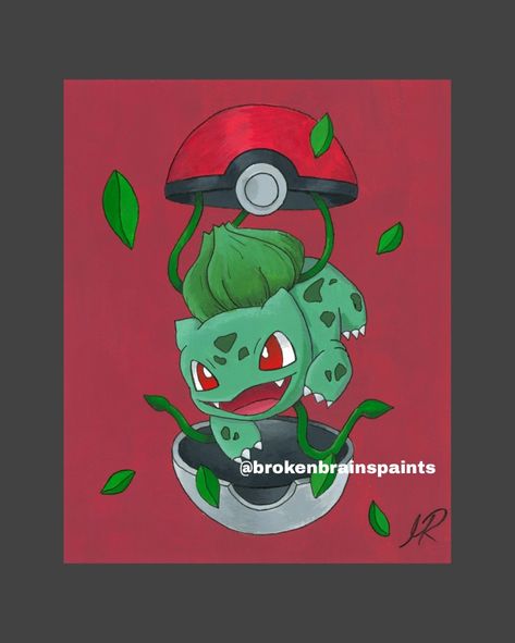 Pokemon Canvas Art, Bulbasaur Painting, Pokemon Acrylic Painting, Pokemon Painting Ideas, Pokémon Canvas, Pokemon Canvas Painting, Pokemon Moodboard, Bulbasaur Art, Pokémon Painting