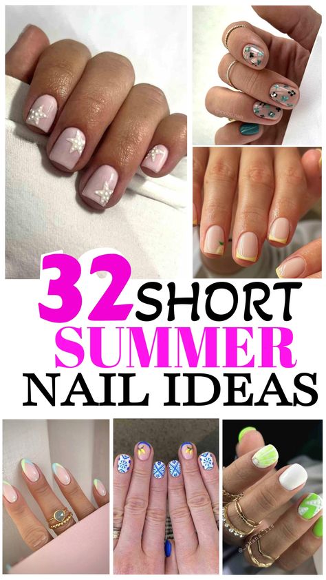 Explore the latest short summer nail trends! From vibrant shades to soft pastels, and from sleek minimalist patterns to sparkling accents, there's a style for every preference. Dive into the world of trendy manicures and find your perfect summer nail look! Summer Pastel Nails Short, Summer Sparkle Nails, Short Nails For Summer, Summer Short Nails, Summer French Nails, Nails For Summer, Ten Nails, Nail Tape, Spring Nail Designs