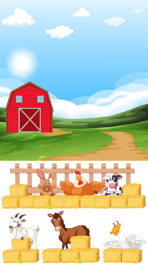 Farm Animals Background, Animals On The Farm, Applique Template, Animal Activities For Kids, Story Backgrounds, Farm Theme Birthday, Safari Cakes, Forest Background, Background Design Vector