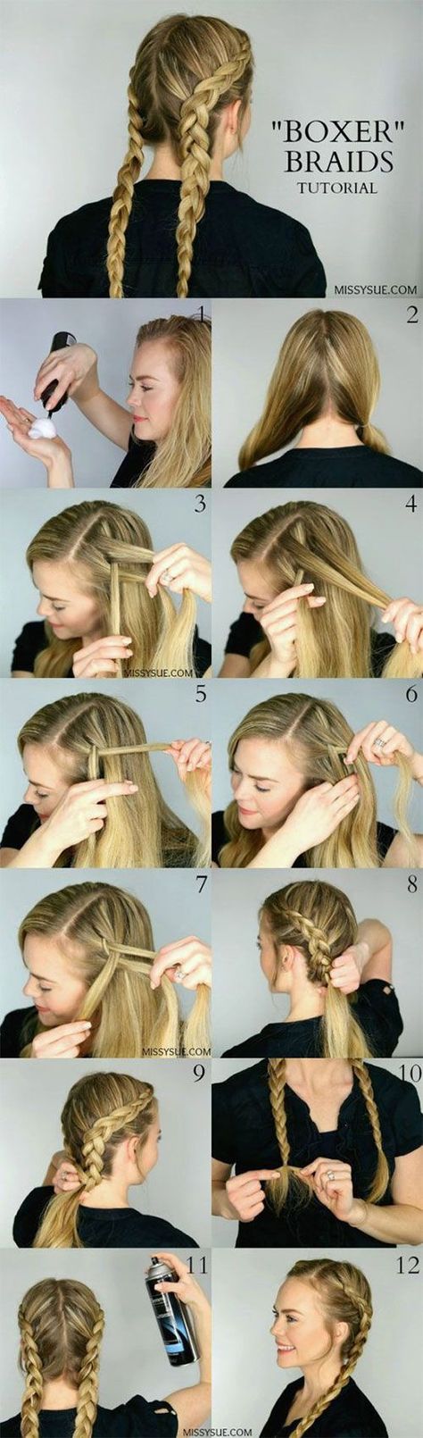 Boxer Braid Tutorial Dutch Boxer Braids, Boxer Braids Tutorial, Festival Hair Tutorial, Braiding Your Own Hair, Dutch Braids, French Braid Hairstyles, Hair Upstyles, Fishtail Braid, Peinados Fáciles Para Cabello Corto