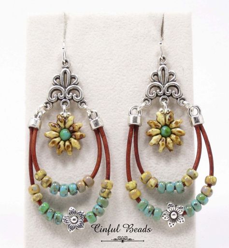 Welcome to my listing for these stunning Southwestern Boho Leather Dangle Earrings! These earrings are the perfect addition to any boho-inspired outfit and will add a touch of style and sophistication to your look. The teardrop design of these earrings is unique and eye-catching Boho Earrings Diy, Beaded Chandelier Earrings, Southwestern Boho, Cottage Grove, Dangle Earrings Boho, Beaded Earrings Diy, Rope Jewelry, Jewelry Making Earrings, Earring Ideas