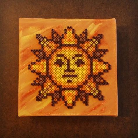 Sun mini  perler beads by essimdesigns Mini Perler Beads, Hama Art, Perler Art, Perler Bead Templates, Perler Crafts, Diy Perler Beads, Pixel Art Design, Perler Beads Designs, Fuse Beads