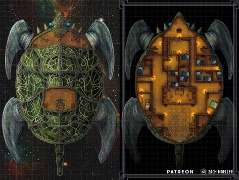 Spelljammer Maps, Dnd Illustration, Fantasy Ships, Turtle Ship, Steampunk Ship, Airship Art, Space Map, Dnd Mini, Dnd World Map