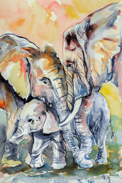 Motivation Wall Art, Simple Canvas Paintings, Watercolor Elephant, Hur Man Målar, Elephant Painting, Elephant Family, Elephant Art, An Elephant, Beginner Painting