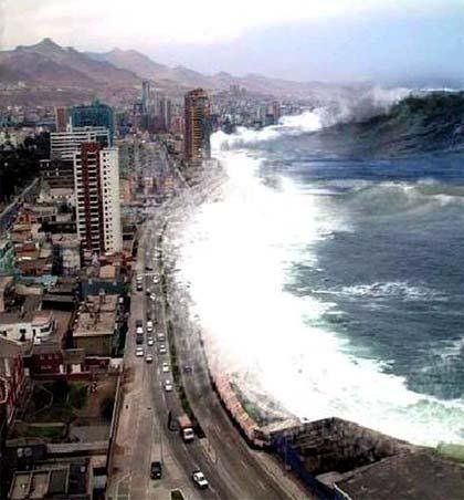 This is photo shopped but just think if a wave that big ever hit us Wild Weather, Waves Crashing, Ewan Mcgregor, Natural Phenomena, City Buildings, Science And Nature, Indian Ocean, Phuket, Natural Disasters