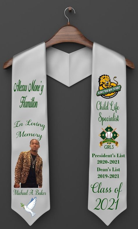 Sublimation Graduation Stole, Grad Stole Ideas, Stole Ideas, Grad Stoles, Custom Graduation Stole, Graduation Stoles, Child Life Specialist, Graduation Sash, Senior Ideas