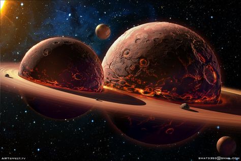 Twins Planets , Sviatoslav Gerasimchuk on ArtStation at https://www.artstation.com/artwork/AlmPW Planet Concept, Alien Planets, How The Universe Works, Planet Art, Planets And Moons, Planets Art, Space Planets, Alien Planet, Spaceship Design