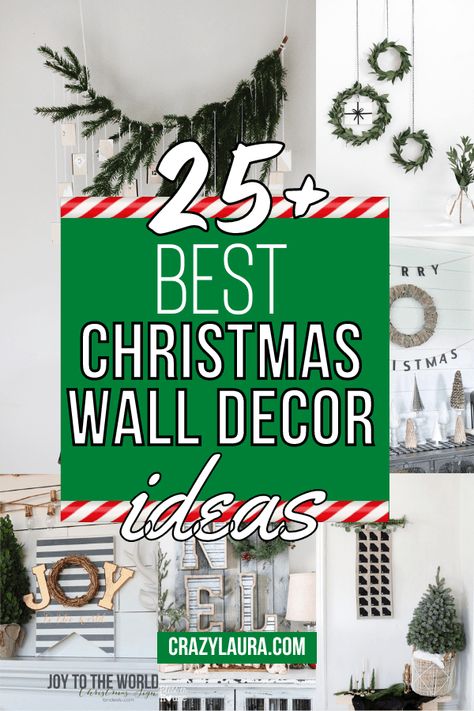 During the holidays, one part of the house that we can't ignore is the empty walls. Check out these 25+ best Christmas wall decor ideas! #ChristmasDecor #HomeDecor #Christmas Christmas Decor Ideas On Wall, Large Wall Christmas Decor Ideas, Big Wall Christmas Decor, How To Decorate A Bare Wall For Christmas, Cricut Christmas Wall Decor, Large Wall Christmas Decorations, Wreath Wall Christmas, Christmas Wreaths On Wall, How To Decorate A Wall For Christmas