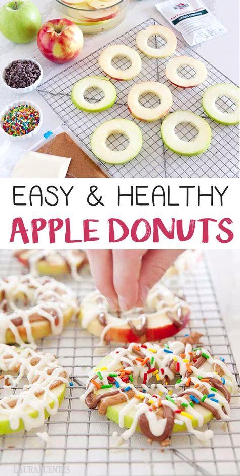 Apple Snacks, Easy Snacks For Kids, Apple Donuts, Food Activities, Fall Snacks, Preschool Snacks, Healthy Apple, Fun Snacks For Kids, Summer Snacks