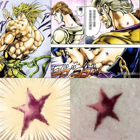 Jojo Birthmark, Joestar Birthmark Tattoo, Joestar Birthmark, Birthmark Tattoo, Tattoos Masculinas, Adventure Tattoo, Mark Tattoo, Star Tattoo Designs, Tattoo Inspiration Men