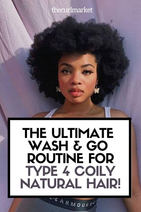 Do you have Type 4 natural hair? Looking to get a poppin' and defined wash and go? Here's how you do it! #naturalhair #washandgo #longnaturalhair #naturalhairtips Afro Wash And Go, Wash And Go Steps, Best Wash And Go Products For 4c Hair, Wash And Go Natural Hair Type 4 Style, How To Define Curls Natural Hair 4c, 4c Wash And Go Style, Wash And Go 4c Natural Hair, 4c Hair Wash And Go, Wash N Go 4c Hair