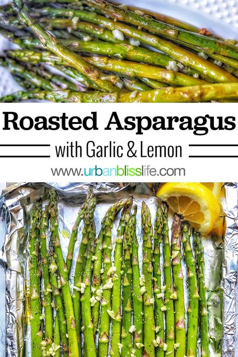 Garlicky asparagus with bright citrus lemon is a delicious side dish that is quick and easy! Asparagus Recipes Garlic, Weeknight Sides, Garlic Roasted Asparagus, Pan Asparagus, Menu Project, Asparagus Side Dish, Garlic Asparagus, Asparagus Garlic, Easy Vegetable Recipes