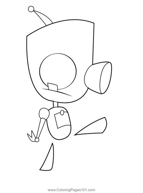 Funny Gir Coloring Page Cute Gir Invader Zim, Invader Zim Coloring Pages, Grr Invader Zim Drawing, Invader Zim Gir Tattoo, Invader Zim Sketch, Gir From Invader Zim Cartoon, April Tattoos, Gir Invader Zim, Spongebob Coloring