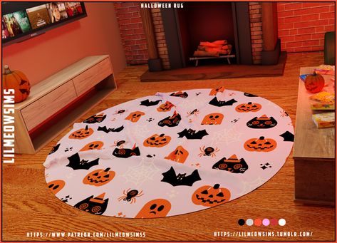 A direct link to the pictured custom content made by lilmeowsims! #thesims4 #thesims #thesims4cc #sims4cc #simscustomcontent #sims4customcontent #sims4customcontent Sims 4 Halloween Cc, Sims 4 Halloween, Halloween Rug, Halloween City, Fall Furniture, Ts4 Cc, The Sims4, Sims 4 Cc, Sims 4 Custom Content