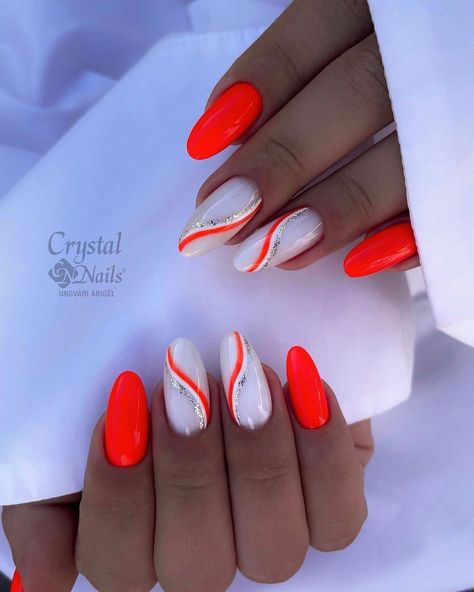 🔥 Fashionable manicure for short and long nails, new nail designs, trends summer 2024 photo Cute Summer Nail Ideas, Neon Orange Nails, Cute Nail Ideas, Sns Nails Colors, Checkered Nails, Bright Nail Designs, White Gel Nails, Multicolored Nails, Summer Nail Ideas