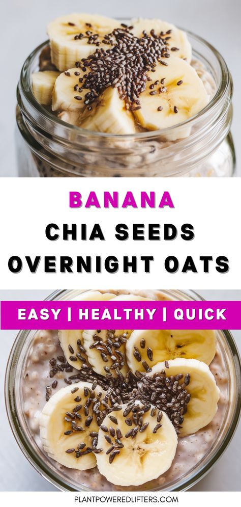 Are you looking for banana & chia seeds overnight oats? Look no further! These overnight oats are easy to make, and surprisingly healthy. Whether you're looking for easy overnight oats in a jar or vegan overnight oats, this recipe has got you covered! Overnight Oats And Chia Seeds, Chia Seeds Overnight, Chia Seed Overnight Oats, Overnight Oats With Chia Seeds, Oats With Chia Seeds, Overnight Oats With Chia, Chia Seed Oatmeal, Oats In A Jar, Overnight Oats In A Jar