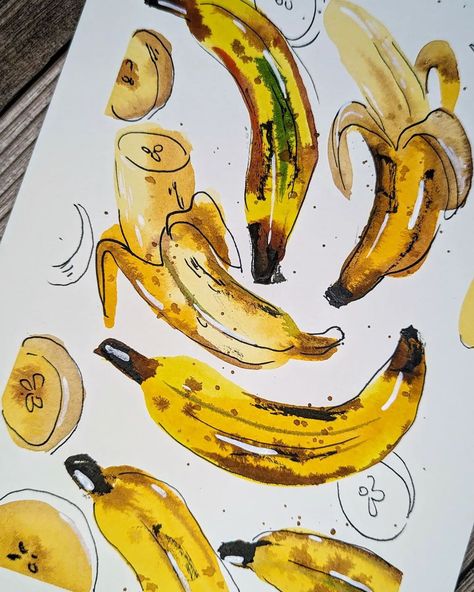 Art meets fruit in our exciting guide to banana illustration! Explore various artistic approaches and get ready to create your own banana-rama masterpiece. Banana Art Drawing, Banana Bread Drawing, Drawing Of Banana, Banana Picture, Banana Drawing, Banana Illustration, Cherry Drawing, Fruit Drawing, Watercolor Eyes