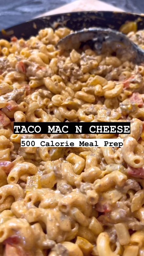 High Protein Taco Mac And Cheese, Taco Lunch Meal Prep, Beef Macro Friendly Recipes, Macro Friendly Hamburger Recipes, Macro Hamburger Recipes, Beginner Friendly Recipes, Healthy Taco Mac And Cheese, High Protein Taco Pasta, High Protein Max And Cheese