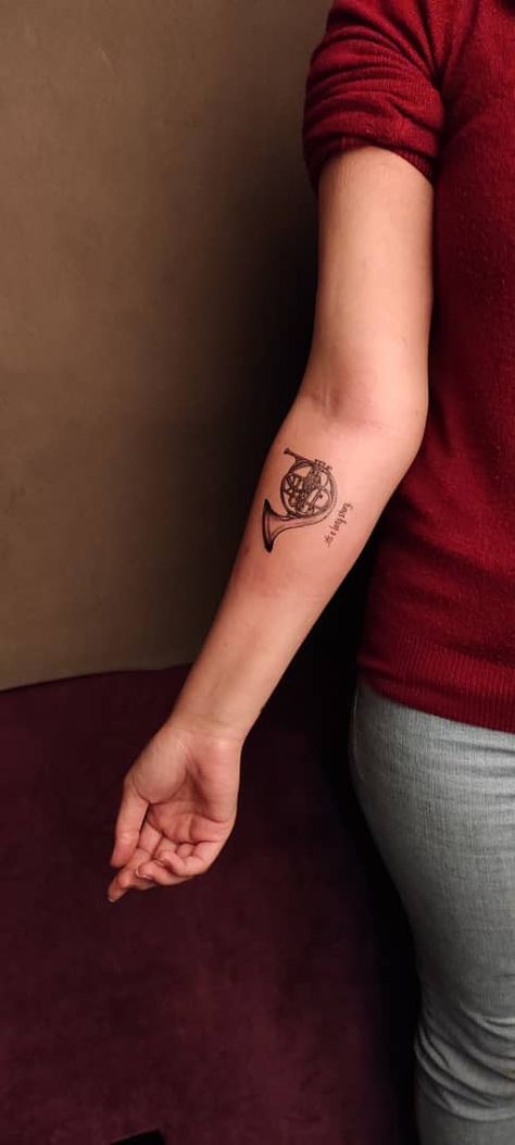 It’s a long story. Blue French Horn Tattoo, Himym Tattoo Ideas, French Horn Tattoo, Himym Tattoo, Horn Tattoo, Lion King Tattoo, King Tattoo, King Tattoos, Blue French