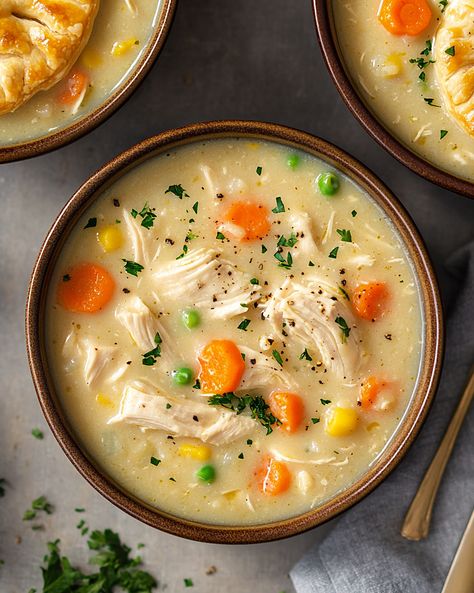 Healthy Chicken Pot Pie Soup - knedir Recipes Healthy Chicken Pot Pie Soup, Healthy Pot Pie, Healthy Chicken Pot Pie, Best Pot Roast, Chicken Pot Pie Soup, Pot Pie Soup, Soup Season, Healthy Soup Recipes, Chicken Pot