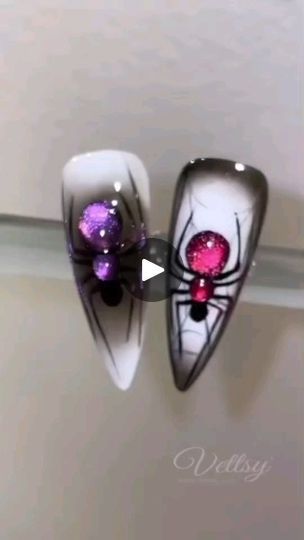 Spider Design Nails, Nail Art Designs Spider, 3d Spider Nails, 3d Spider Nail Art, Diy Spider Nail Art, Spider Nail Art, Eye Nail Art, Gel Designs, Nail Tutorials