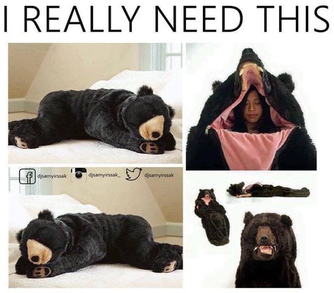 Wouldn't this be a fun sleeping bag! Bear Sleeping Bags, Bear Costume, Take My Money, Bear Hug, Cool Inventions, Body Pillow, Sleeping Bag, Cool Gadgets, Funny Cute