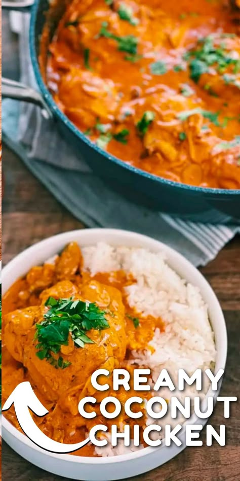 Coconut Chicken Recipe, Creamy Coconut Chicken, Tiffy Cooks, Coconut Milk Chicken, Dinners Easy, Asian Noodle Recipes, Tandoori Masala, Coconut Milk Recipes, Easy Asian Recipes