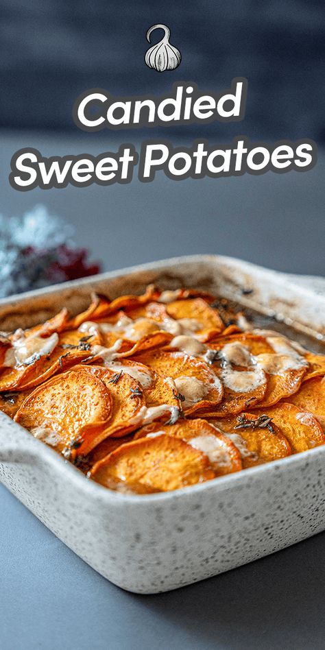 Candied Sweet Potatoes are a classic Thanksgiving side. The flavor of warm, sweet potatoes in a buttery sauce, with notes of vanilla and caramelized brown sugar - embodies the exact essence of the holiday season! Via @umamiology Comforting Recipes, Sweet Potatoes With Marshmallows, Candied Yams, Delicious Sides, Savory Recipe, Sides Dishes, Starter Recipes, Classic Thanksgiving, Sweet Potato Slices