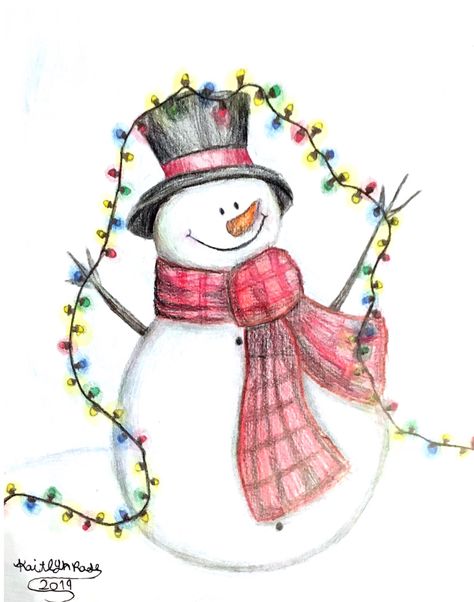 Snowman Couple Drawing, Snowman Drawing Ideas, Winter Cartoon Drawing, Christmas Sketchbook Ideas, Winter Sketches Simple, Snowman Doodles, Christmas Sketch Ideas, Snowman Sketch, Snowman Drawings