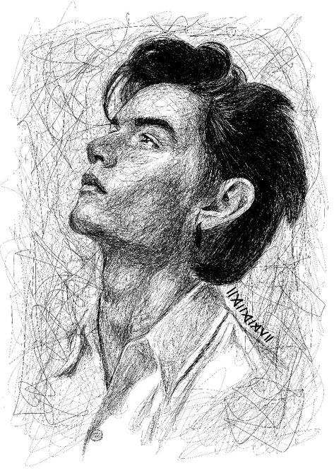 Louis Partridge Drawing Sketch, Louis Partridge Sketch, Scribble Drawing Doodles, Scribble Art Doodles, Scribble Art Easy, Scribbling Art, Mad Charcoal, Scribbling Drawing, Scribble Drawings