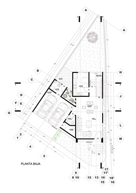 The balance of strength and clarity results in this modern house located in Puebla, Mexico. It includes a rich language between materials and a masive facade solution. House Plans With Basement, Triangular Architecture, Triangle House, 5 Bedroom House Plans, Modern Architecture Building, Architecture Concept Diagram, Architectural Floor Plans, Villa Plan, Home Design Floor Plans