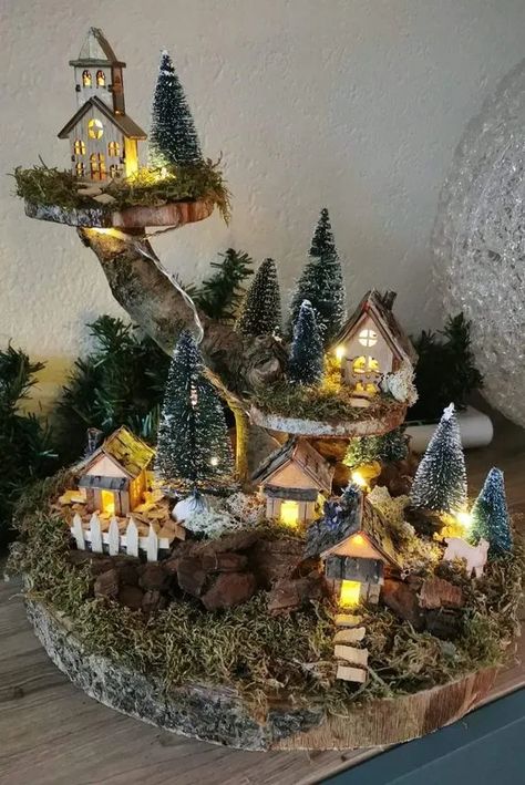 Easy and Inexpensive Christmas Centerpiece Ideas - Holidappy Christmas Centerpiece Ideas, Inexpensive Christmas, Wooden Christmas Crafts, Fairy Crafts, Christmas Themes Decorations, Christmas Centerpiece, Centerpiece Ideas, Holiday Crafts Christmas, Christmas Villages