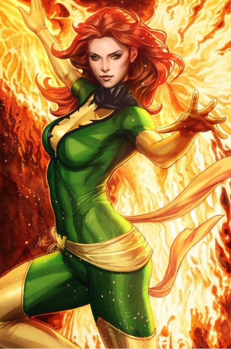 Phoenix : Jean Grey! Jean Grey, Phoenix, A Woman, Deviantart, Grey, Green, Red, Hair, Art