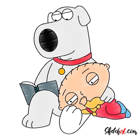 How to draw Stewie and Brian Griffin together - Step by step drawing tutorials Stewie And Brian, Griffin Drawing, Brian Family Guy, Basic Sketch, Brian Griffin, Pyrenean Mountain Dog, Family Guy Stewie, Family Guy Funny, Easy Drawing Guides