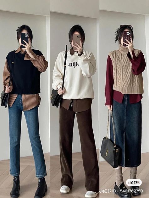 Autumn Outfits Korean Street Styles, Seoul Fall Fashion, Korea Autumn Fashion, Korean University Fashion, Autumn Outfits In Korea, Fall Color Outfits, Autumn Korean Fashion, Modest Girly Outfits, Neat Casual Outfits