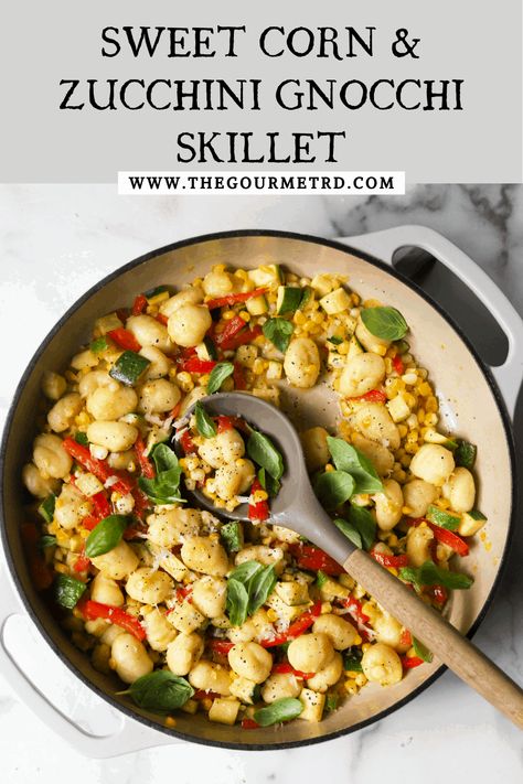 Zucchini Gnocchi, Skillet Gnocchi, Corn And Zucchini, Corn Zucchini, 2023 Recipes, Fresh Zucchini, Meatless Recipes, Meatless Mondays, Vegetarian Main Dishes