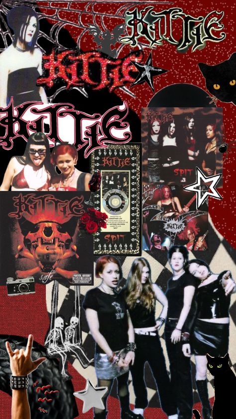 Kittie Kittie Wallpaper Band, Iphone Wallpaper Rock, Kittie Band, Rock Collage, Gothic Bands, Band Wallpaper, Background Characters, Sassy Wallpaper, Aesthetic Lockscreens