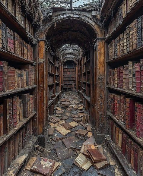 Old Library Aesthetic, Abandoned Library, Tower Aesthetic, Ancient Library, Usa House, Haunting Beauty, Building Aesthetic, Beautiful Ruins, Haunted Castle