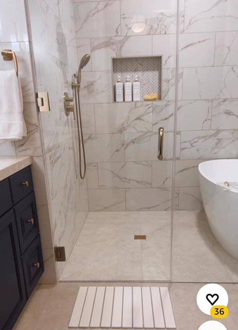 Shower And Tub Combo Walk In, Restroom Renovation, New House Bathroom, Full Bathroom Remodel, Bathtub Tile, House Bathrooms, Interior Design Boards, Bedroom Closet Design, Bathroom Remodel Shower