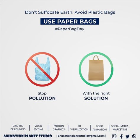 Using paper bag is important cornerstone to preserve our planet for future generations because paper bags are biodegradable. make a promise on this Paper Bag Day to use paper bags instead of plastic bags !!! SAY NO TO PLASTIC SAY YES TO PAPER BAGS #nationalpaperbagday #paperbagday #paperbag #noplastic #ecofriendly #recycle #gogreen #saynotoplastic #bethechange #savegreen #socialmediapost #posterdesign #branding #advertising #socialmediacreatives #socialmediamarketing #animationplanetstudio Paper Bag Day Creative Ads, Paper Bag Day Poster, Plastic Bag Free Day Poster, Plastic Bag Free Day, Colourful Canvas, Recycling Business, Say No To Plastic, International Days, Print On Paper Bags