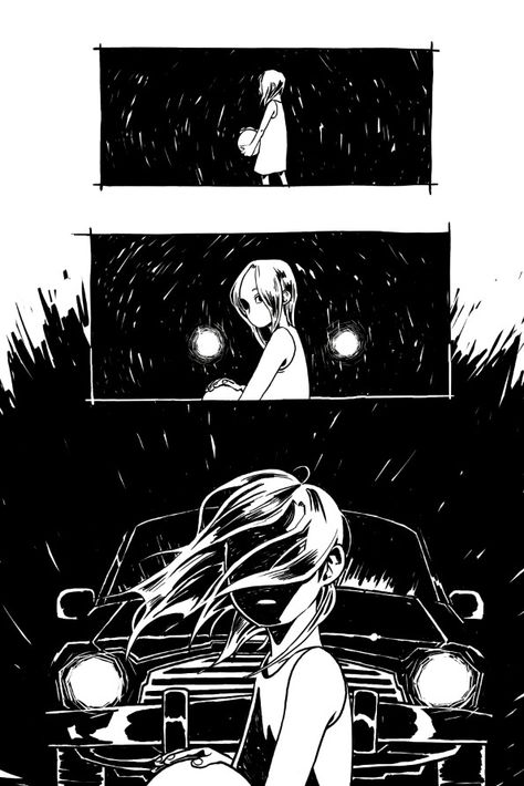 Comic Splash Page, Walking Down Stairs Reference Drawing, Manga Pages Aesthetic, On The Phone Reference, Comic Book Inking, Google Illustration, Comic Lines, Graphic Novel Layout, Horror Comic