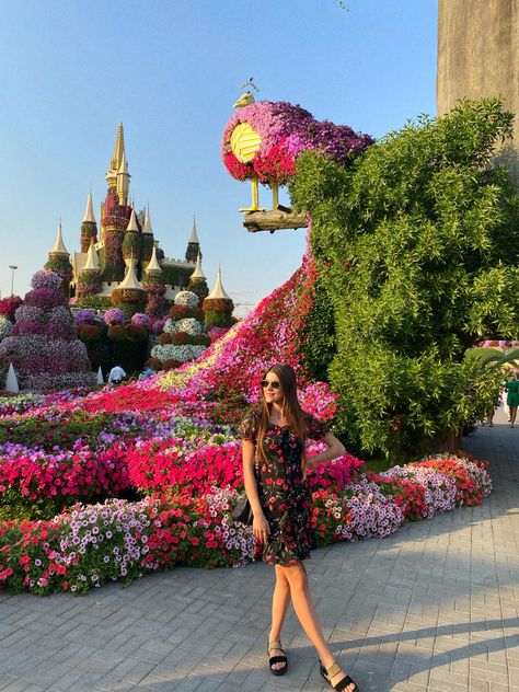 Dubai Miracle garden Miracle Garden Photo Ideas, Miracle Garden Dubai Photography, Miracle Garden Dubai Outfit, Dubai Fashion Women, Miracle Garden Dubai, Red Satin Prom Dress, Garden Outfit, Dubai Outfit