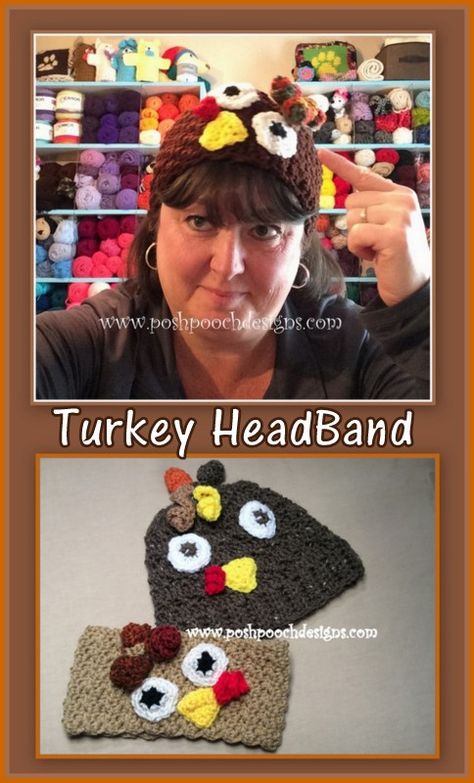 Headwarmer Crochet, Video Turkey, Ear Warmer Crochet Pattern, Turkey Headband, Crochet Turkey, Thanksgiving Headbands, Ear Warmer Crochet, Thanksgiving Crochet, Headband Ear Warmer