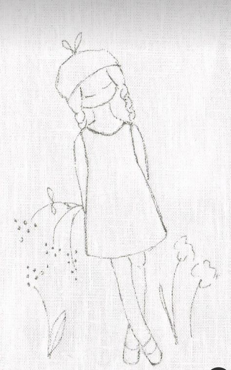 Embroidery Girl Pattern, Lilipopo Embroidery, Drawing Of Girl, Fabric Cards, Embroidery Template, Free Motion Embroidery, Pola Sulam, 자수 디자인, Hand Embroidery Pattern