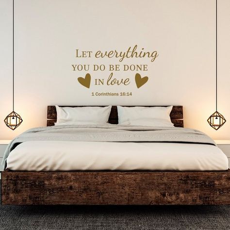 image 0 Bible Verse Quotes, Done With Love, Bedroom Quotes, Family Wall Decor, Wall Decals For Bedroom, Vinyl Quotes, Bedrooms Decor, Life Partner, Family Decor