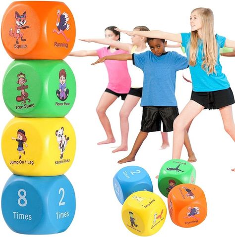 Kids Exercise, Karate Kick, Kids Yoga Poses, Fun Fitness, Kids Yoga, Exercise Equipment, Dice Games, Yoga For Kids, Dice Set