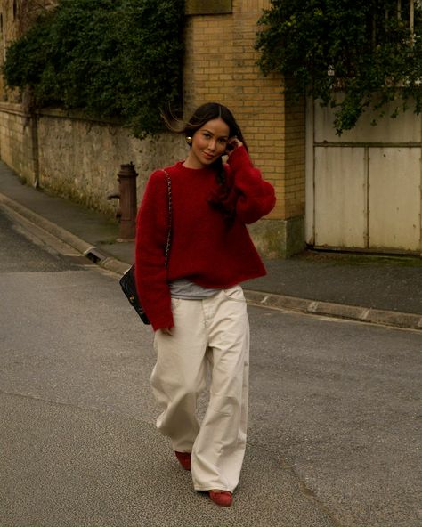 How to wear bordeaux red! – Sincerely Jules Latina Outfits, Looks Pinterest, Style 2023, Populaire Outfits, Looks Party, Stil Inspiration, Red Sweater, Mode Ootd, Ținută Casual