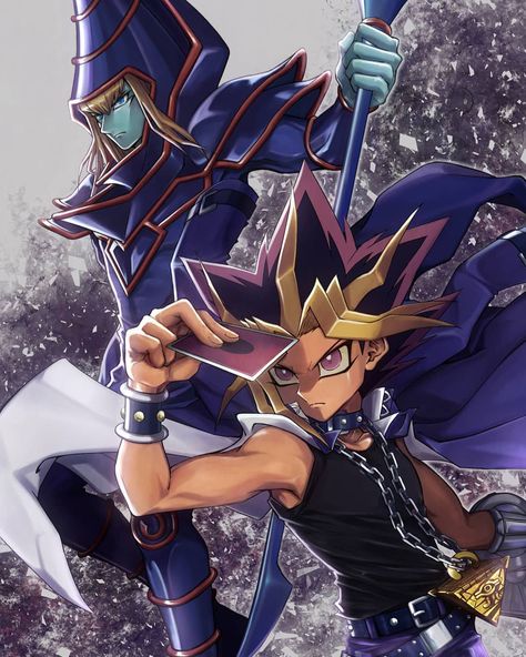 Yu-Gi-Oh Leviathan123 on Instagram: “What do you think about dark magician? . Artist: ぴ〜もこ - Pixiv Illustration ID: 7857112 . Yo guys check My new #youtube channel ! link in…” Jacket On Shoulders, Holding Staff, Yu Gi Yo, Dyed Bangs, Duel Disk, Yugioh Yami, Yami Yugi, Boys Necklace, Fairy Tail Love